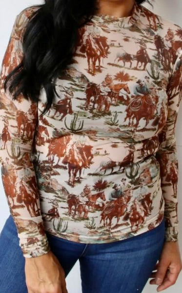 Vintage Western Mesh Top