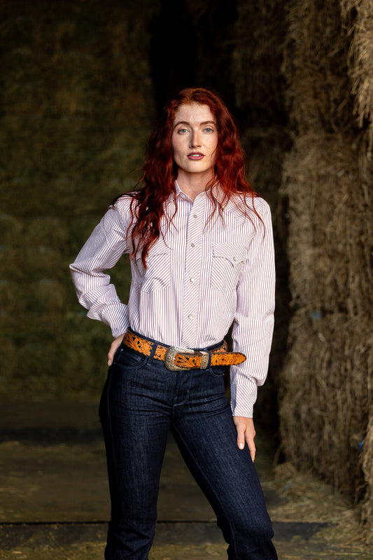 Bean Striped Vintage Pearl Snap Top