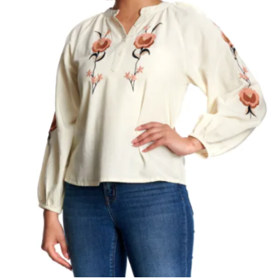 Cotton & Rye Embroided Peasant Blouse