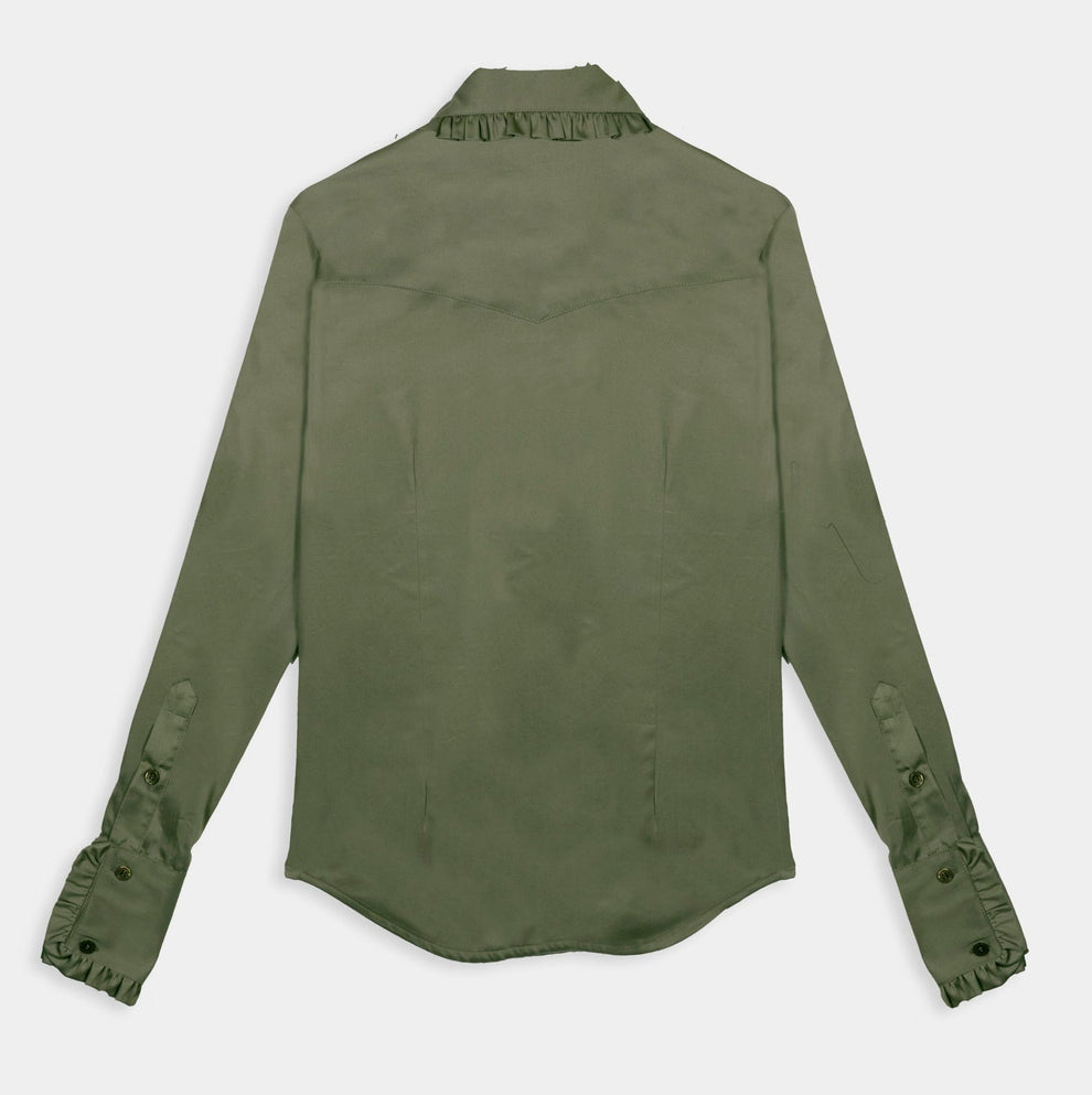 Olive Green Frill Shirt