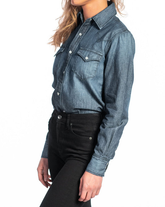 HAALA Western Snap Denim Shirt (Deep Ocean)
