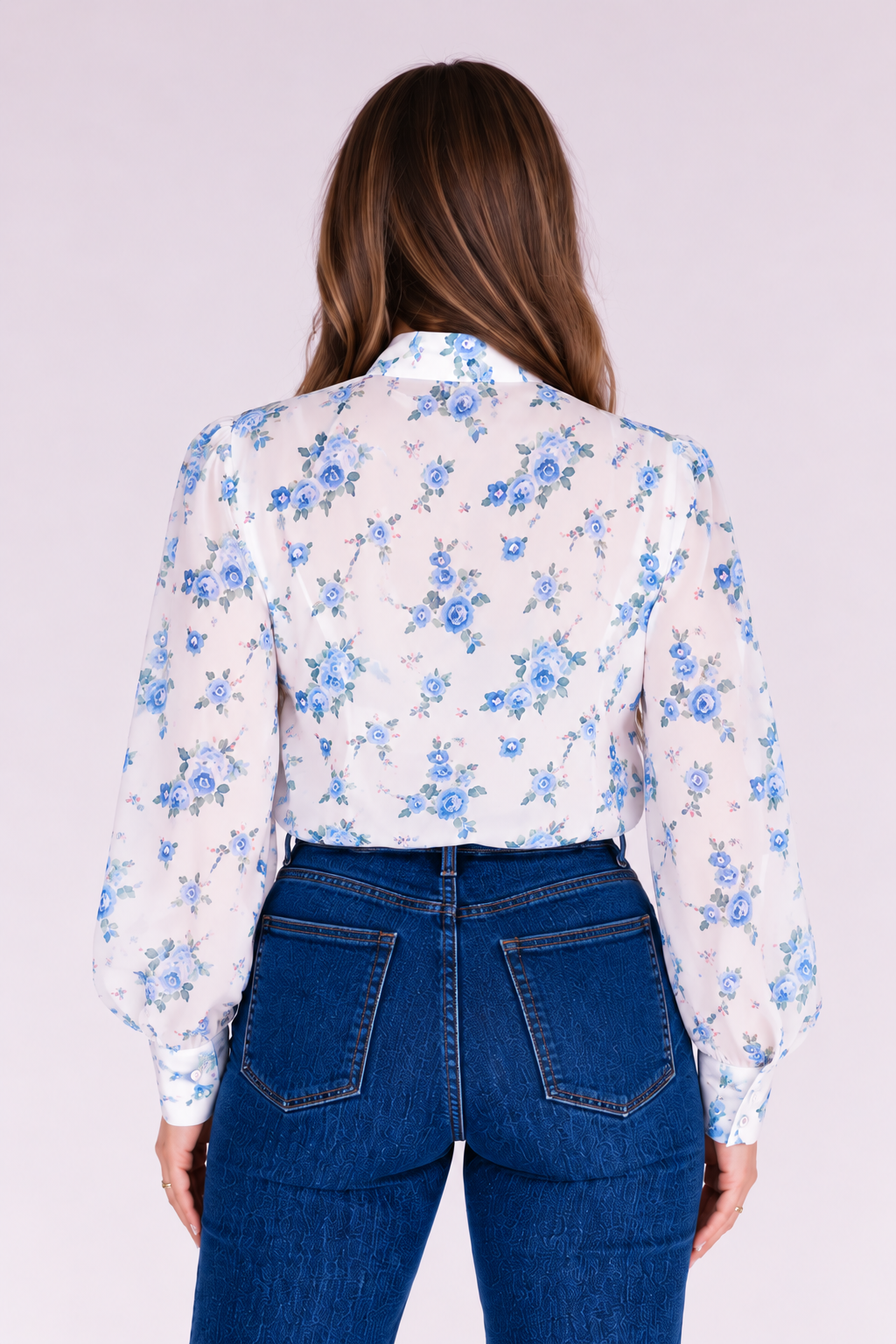 Blue Floral Tie Top
