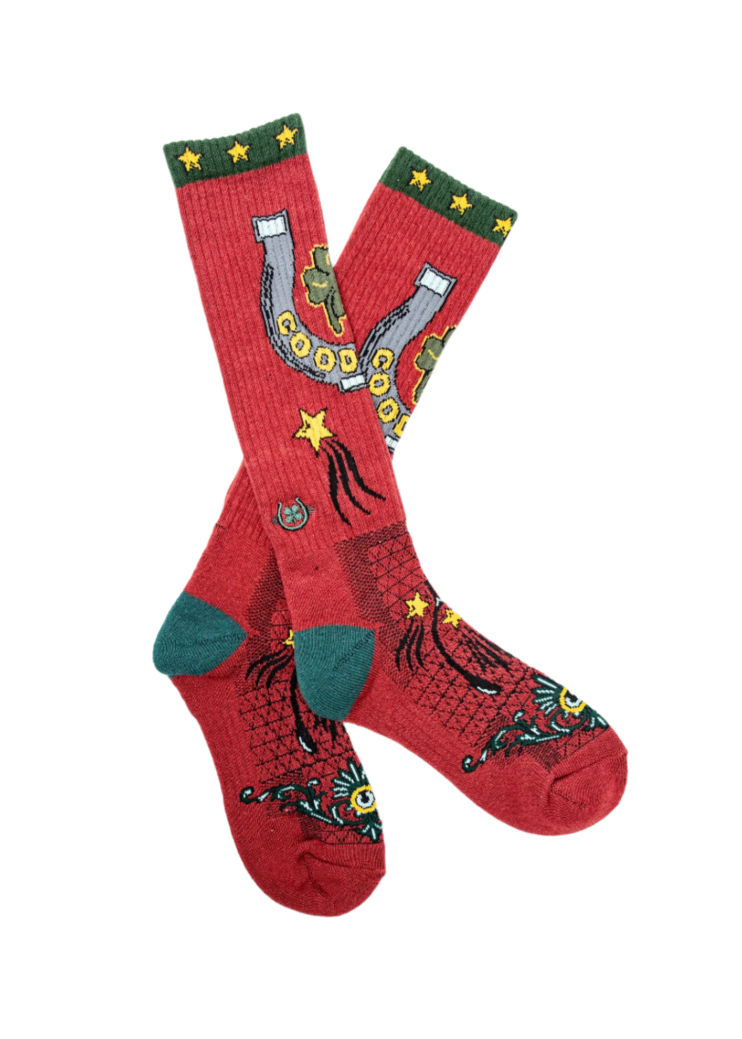 Fringe Lucky Horseshoe Red Performance Socks