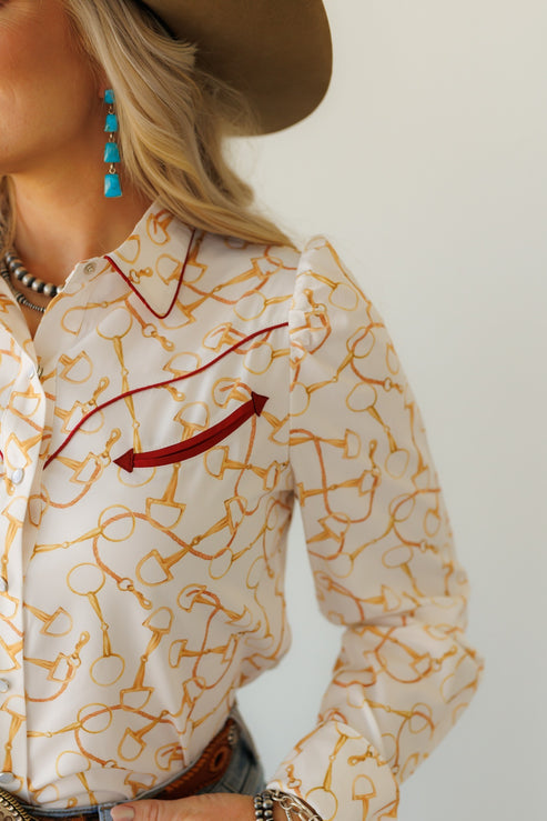 Equestrian Bit Pearl Snap