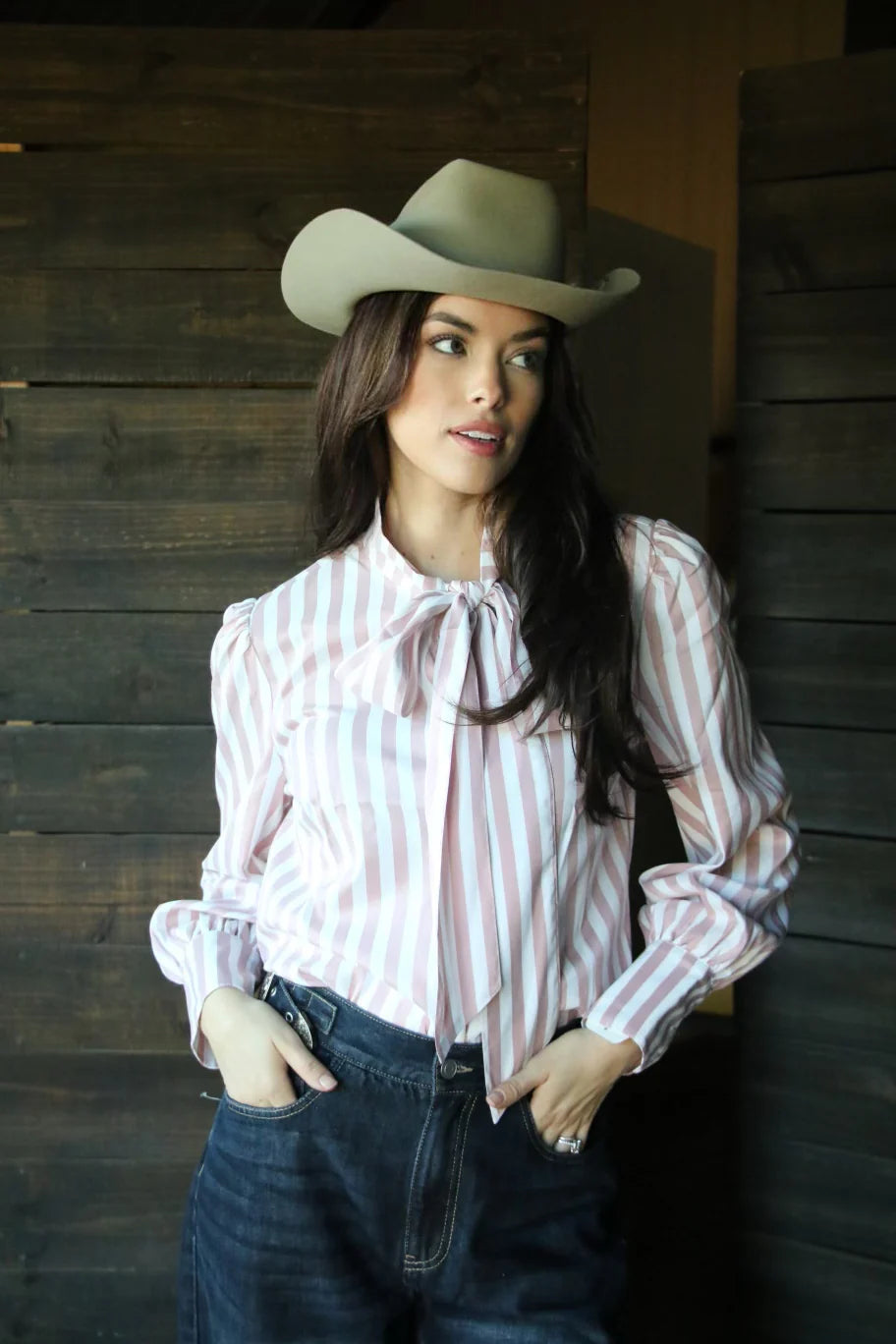 Tie Top Mauve Stripe