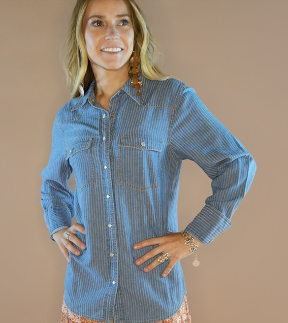 Elsie Denim Pearl Snap