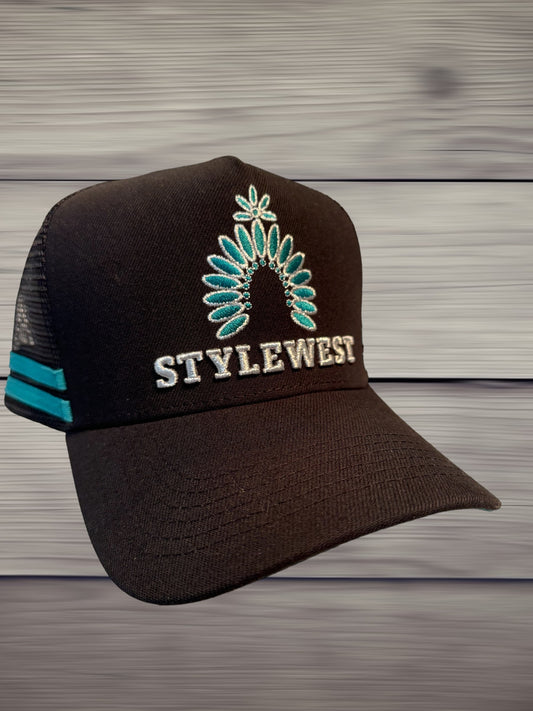 StyleWest - Turquoise Squash Blossom Truckers Hat