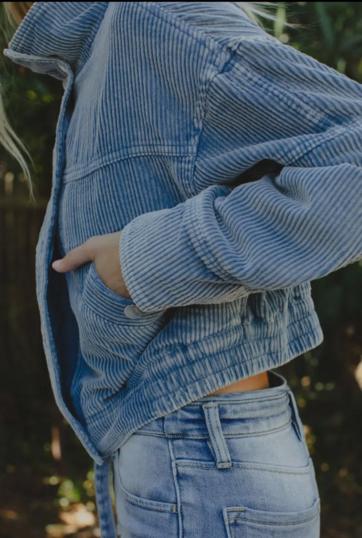 StyleWest Blue Corduroy Bomber