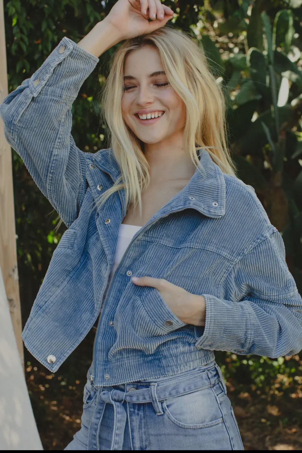 StyleWest Blue Corduroy Bomber