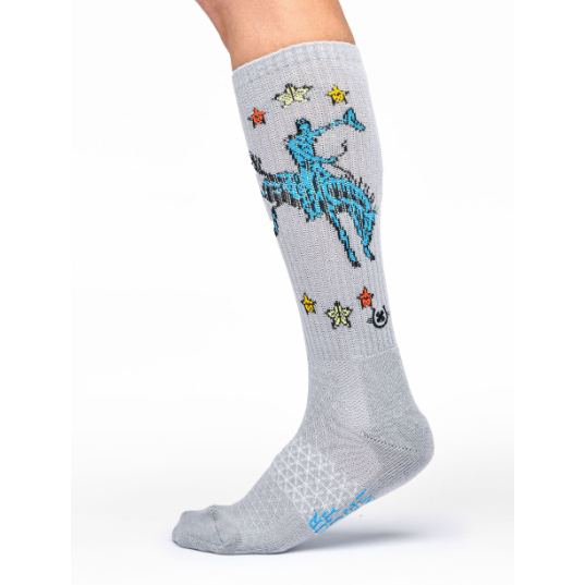 Lucky Chuck Fringe Long Live Grey Western Cowboy Performance Socks