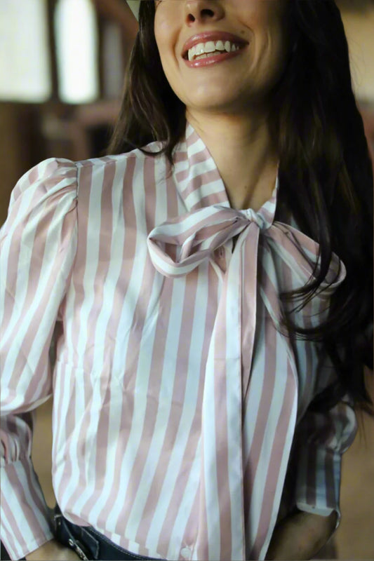 Tie Top Mauve Stripe