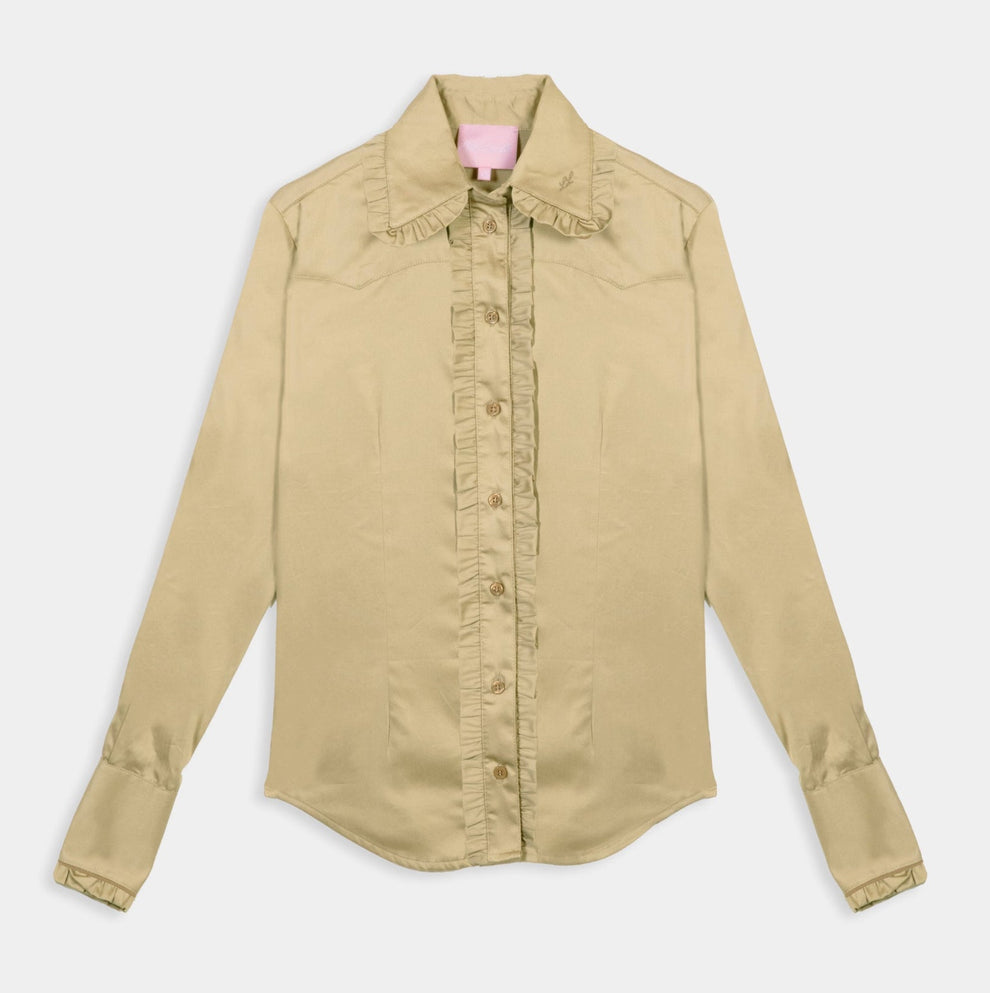 Traditional Taupe Frill Shirt