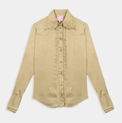 Traditional Taupe Frill Shirt