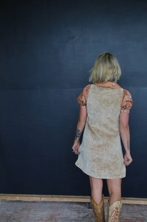 Tan Corduroy Boot Stitch Dress
