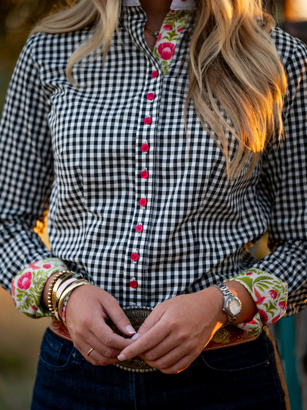 Frank & Rio Western Shirts B/C Gingham Butterfly