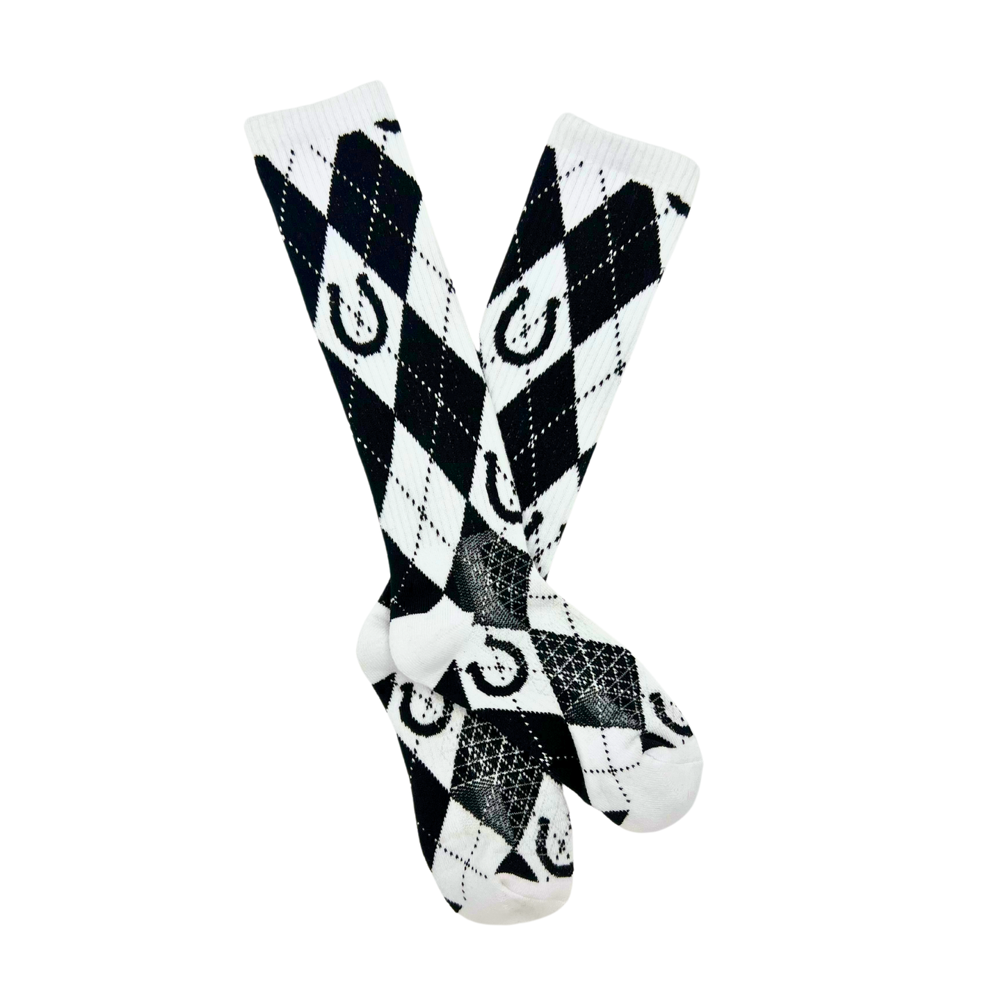 Lucky Argyle Black & White Performance Socks
