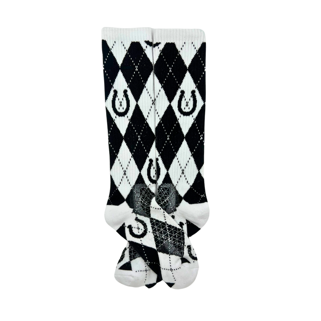 Lucky Argyle Black & White Performance Socks