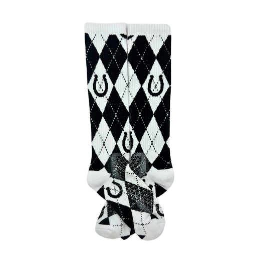 Lucky Argyle Black & White Performance Socks