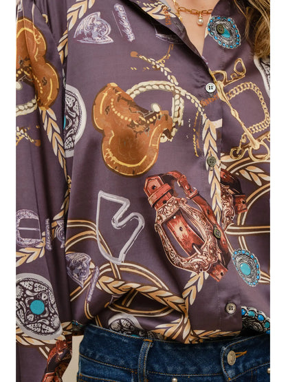 Western Chic Satin Blouse