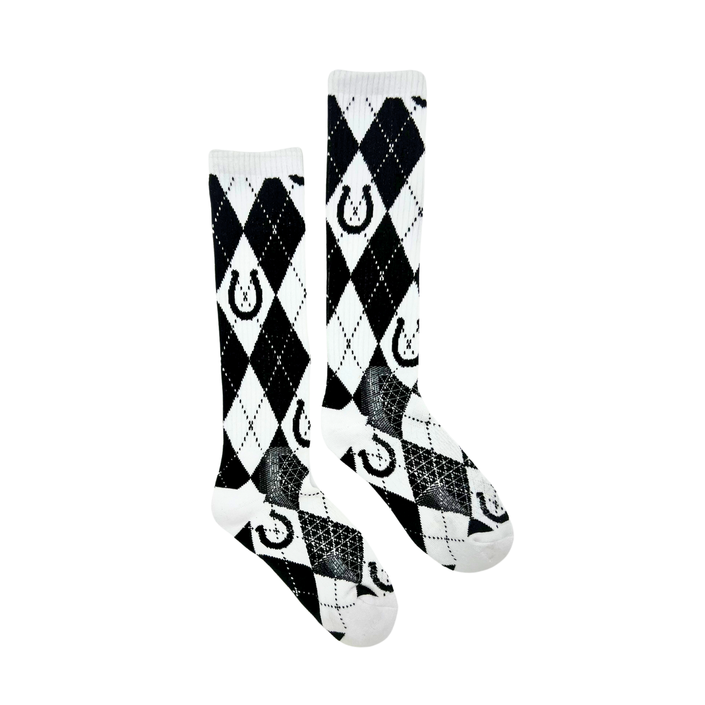 Lucky Argyle Black & White Performance Socks