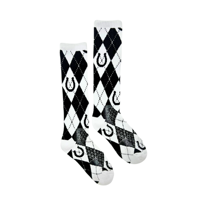 Lucky Argyle Black & White Performance Socks