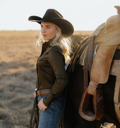 Olive Green Frill Shirt