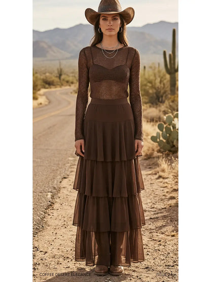 Tiered Maxi - mesh skirt