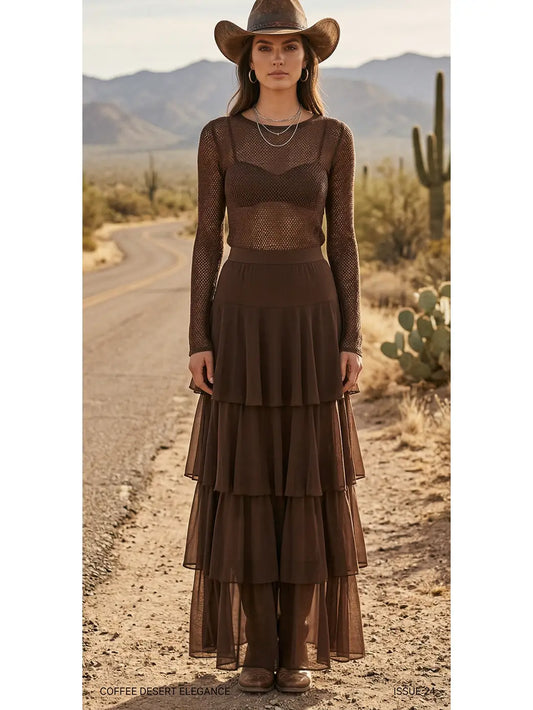 Tiered Maxi - mesh skirt