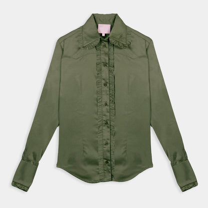 Olive Green Frill Shirt