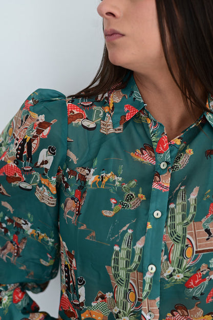 Turquoise Wagon Blouse