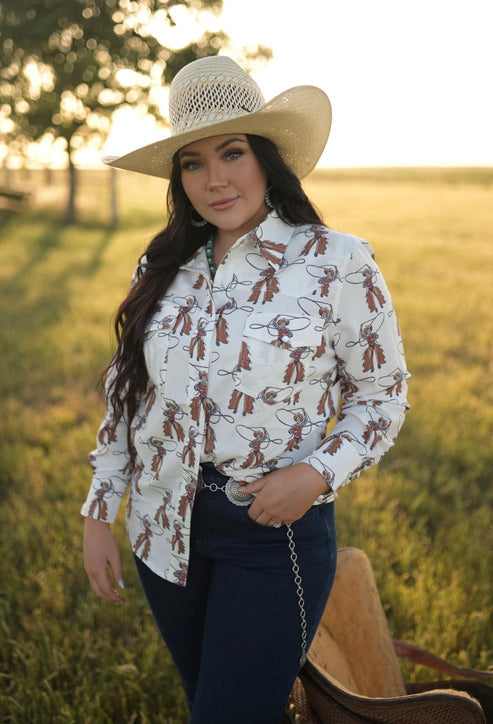 Roping Cowboy Blouse