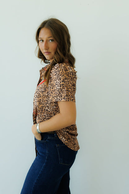 Leopard Pearl Snap Short Sleeve