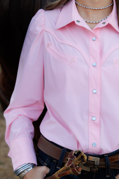 Performance Light Pink Long Sleeve Pearl Snap