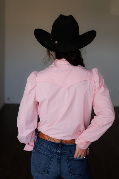 Performance Light Pink Long Sleeve Pearl Snap