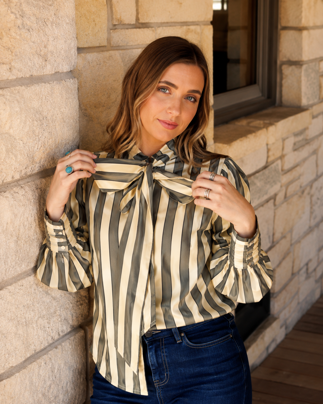 Tie Top Brown Stripe