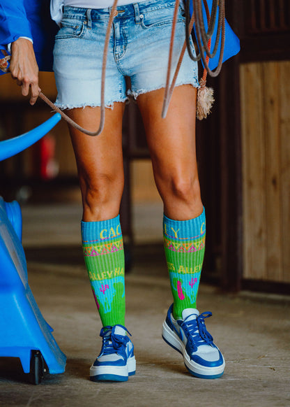 Cactus Alley Southwest Green Performance Socks