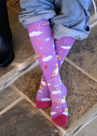 Lucky Unicorns Purple Performance Socks