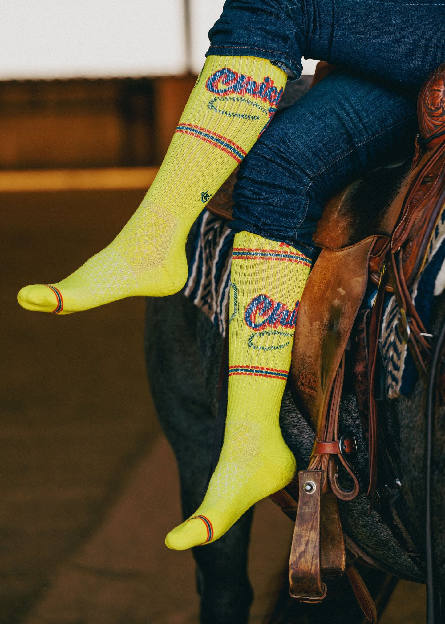 Cactus Alley Chicken Roping Yellow Performance Socks
