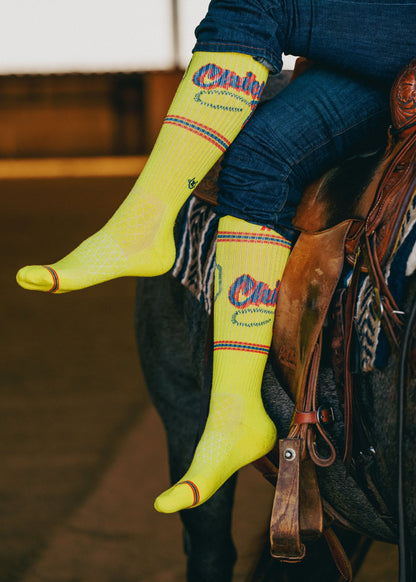 Cactus Alley Chicken Roping Yellow Performance Socks