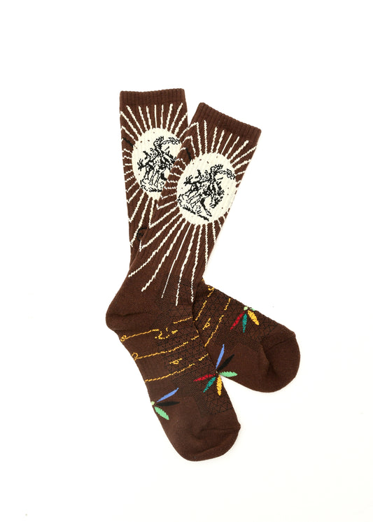 Fringe Bucking Brown Western Cowgirl Performance Socks