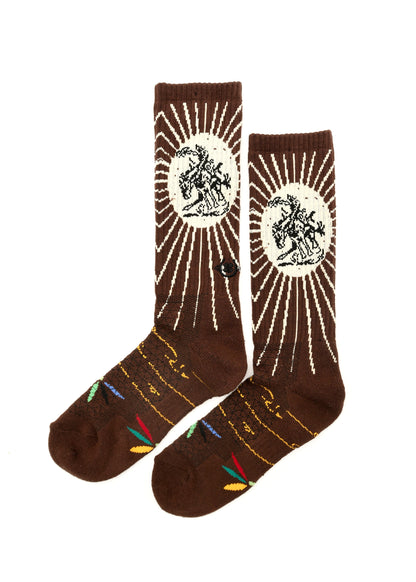 Fringe Bucking Brown Western Cowgirl Performance Socks