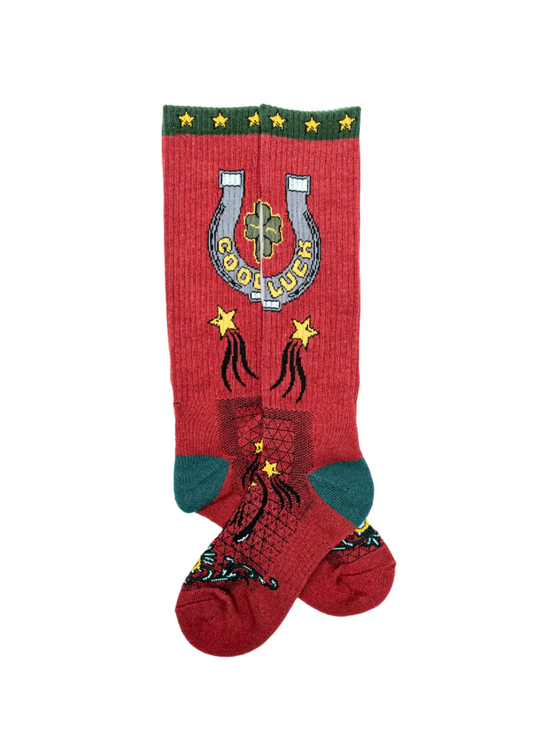 Fringe Lucky Horseshoe Red Performance Socks