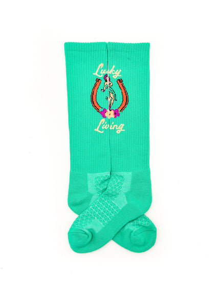 Island Cowgirl Teal Performance Socks