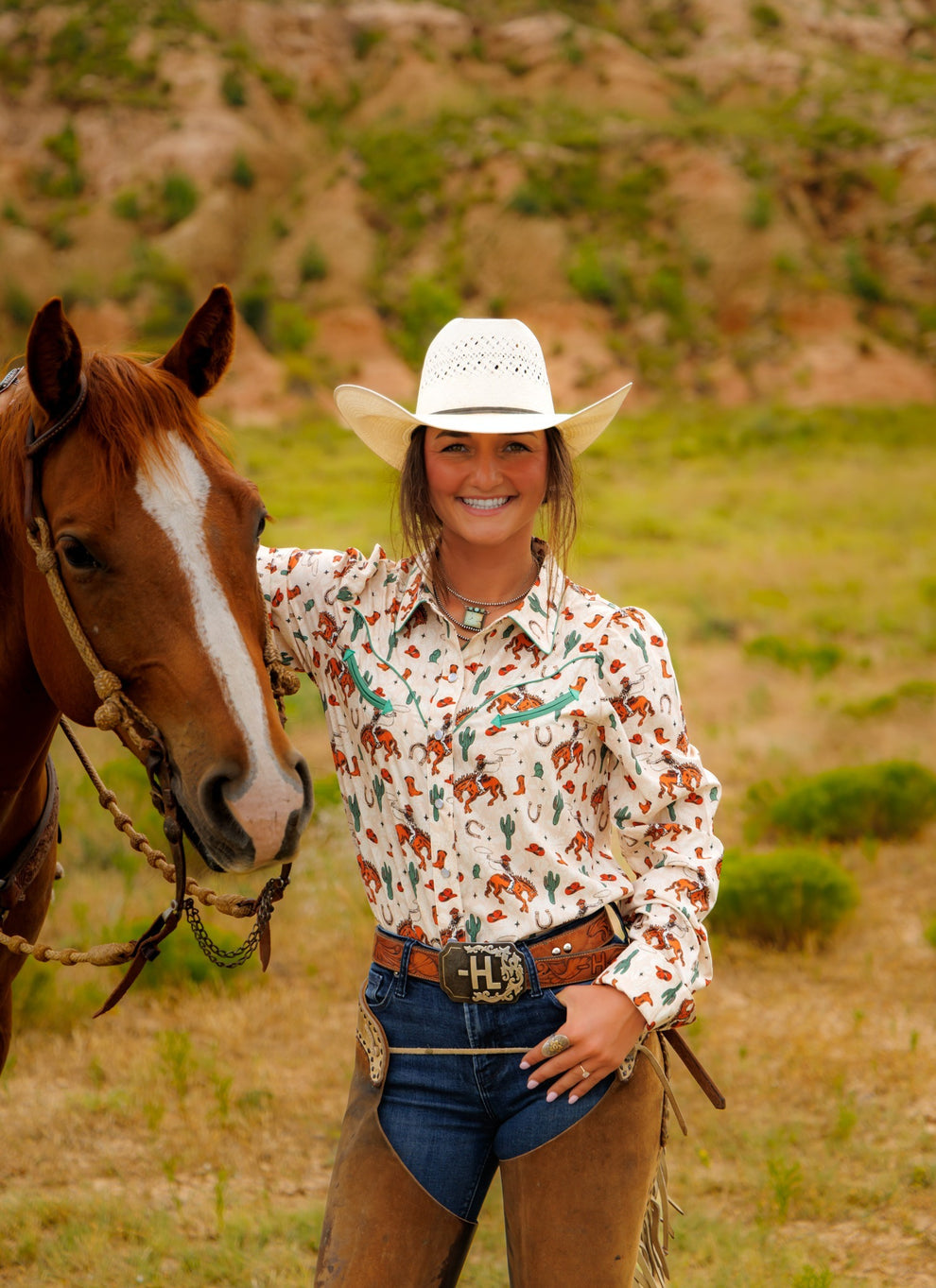 Performance Bucking Horse Long Sleeve Pearl Snap