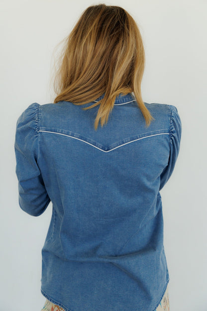 Howdy Hanny Denim Long Sleeve Pearl Snap