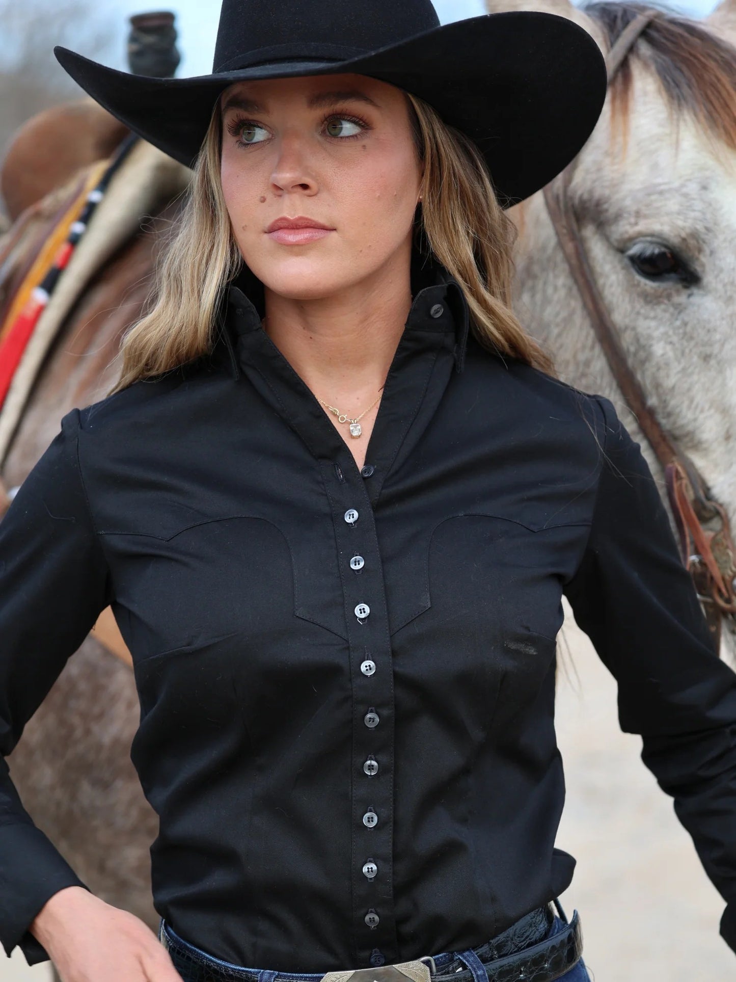 Frank & Rio OG Western Shirt Solid Black