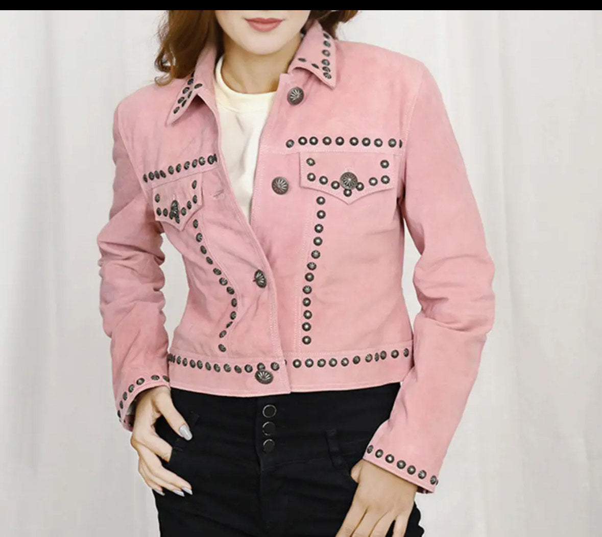 The Prairie Rose Blush Suede Jacket