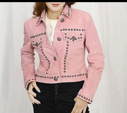 The Prairie Rose Blush Suede Jacket