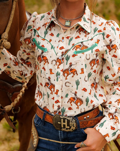 Performance Bucking Horse Long Sleeve Pearl Snap