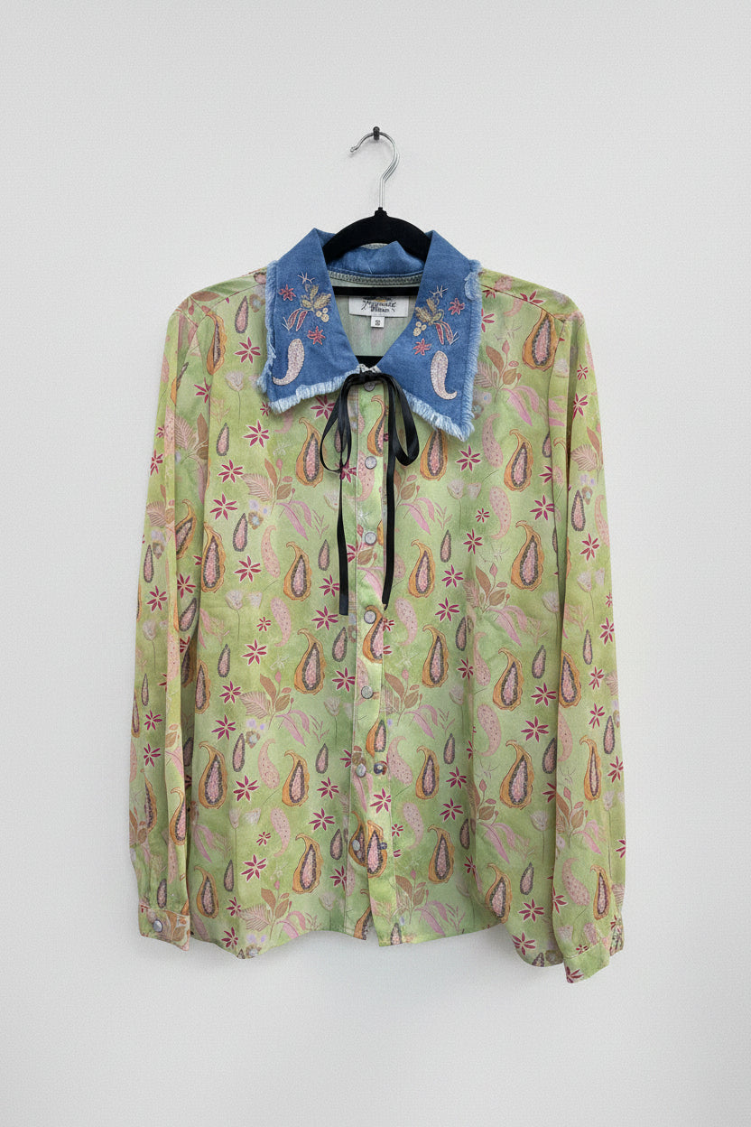 Lime Paisley Pearl Snap